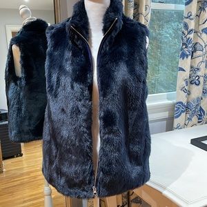 JCrew Navy blue faux fur vest Size Small